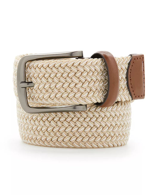 Men'S Webbed Leather-Trim Belt