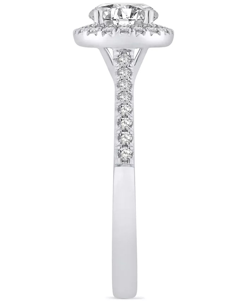 GIA Certified Diamond Halo Engagement Ring (1 Ct. T.W.) in 14K White Gold