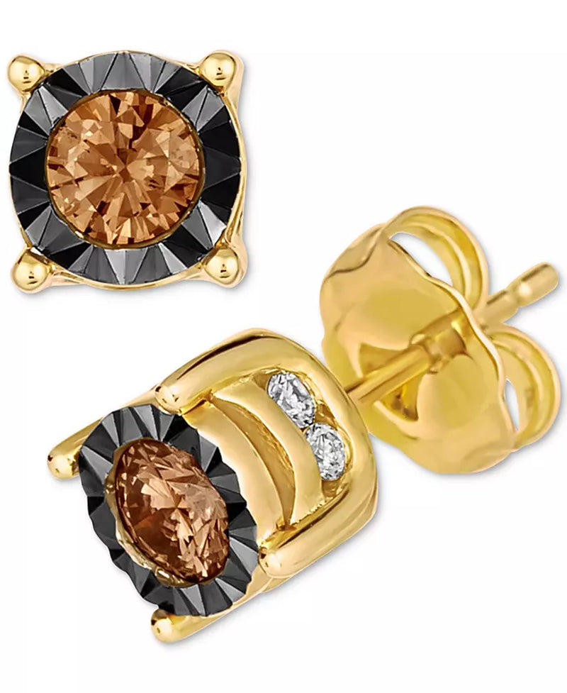 Chocolate Diamond & Nude Diamond Stud Earrings (1/2 Ct. T.W) in 14K Rose Gold (Also Available in White Gold or Yellow Gold)