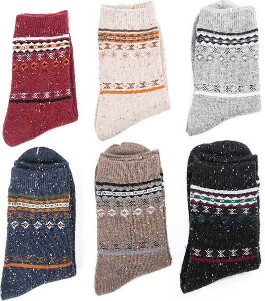 6 Pairs Womens Wool Socks Thick Knit Warm Casual Wool Cozy Crew Winter Socks Christmas Gifts