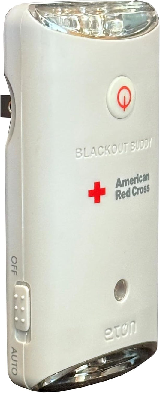 Officially Licensed American Red Cross by Blackout Buddy Swivel Emergency Flashlight, Automatic Power Failure Light, LED Nightlight, Rechargeable, White