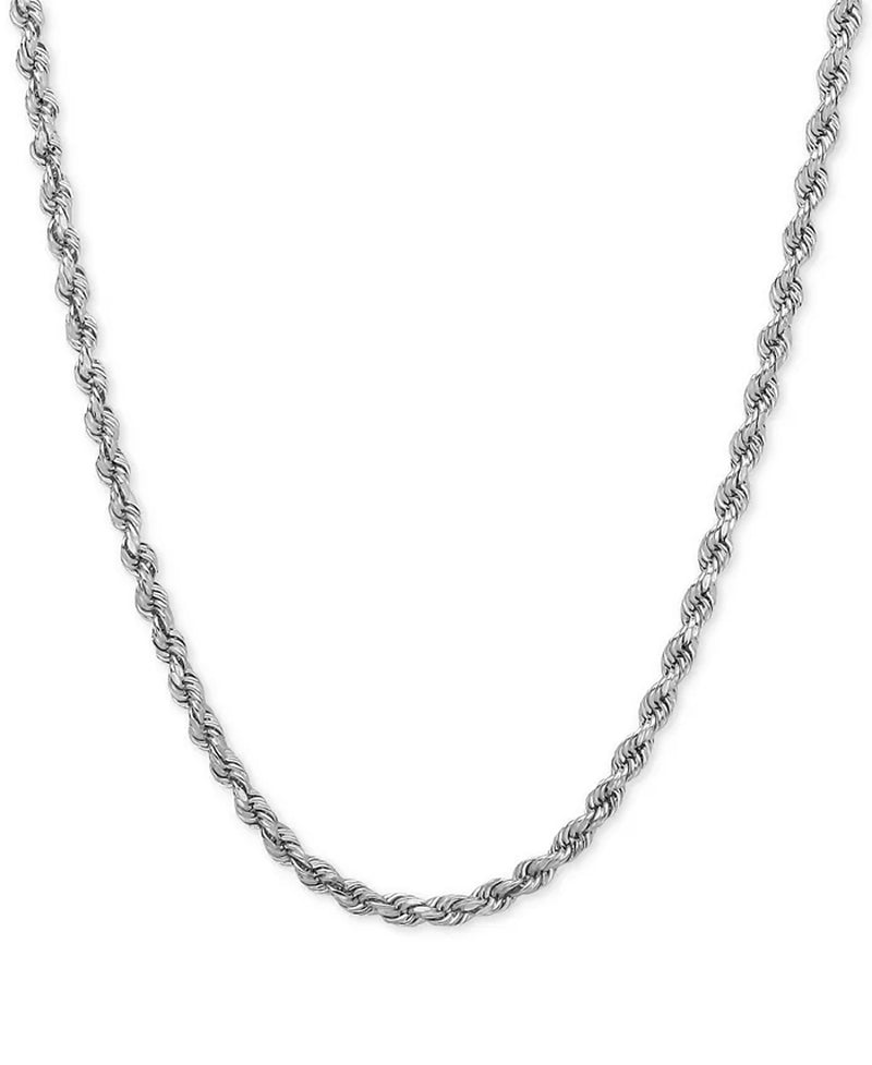 Lightweight 14K Gold Diamond-Cut Rope Chain 18" Necklace (2-1/2Mm)