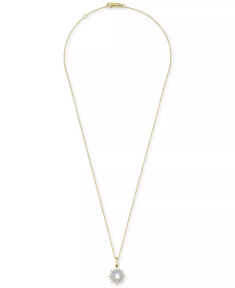 Diamond Sun Pendant Necklace (1/10 Ct. T.W.) in 14K Gold Created for Macy'S (Also Available in Black Diamond)