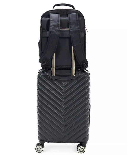 Madison Square Hardside Chevron Expandable 2Pc 20" Carry on Luggage + Matching 15" Laptop Backpack Set