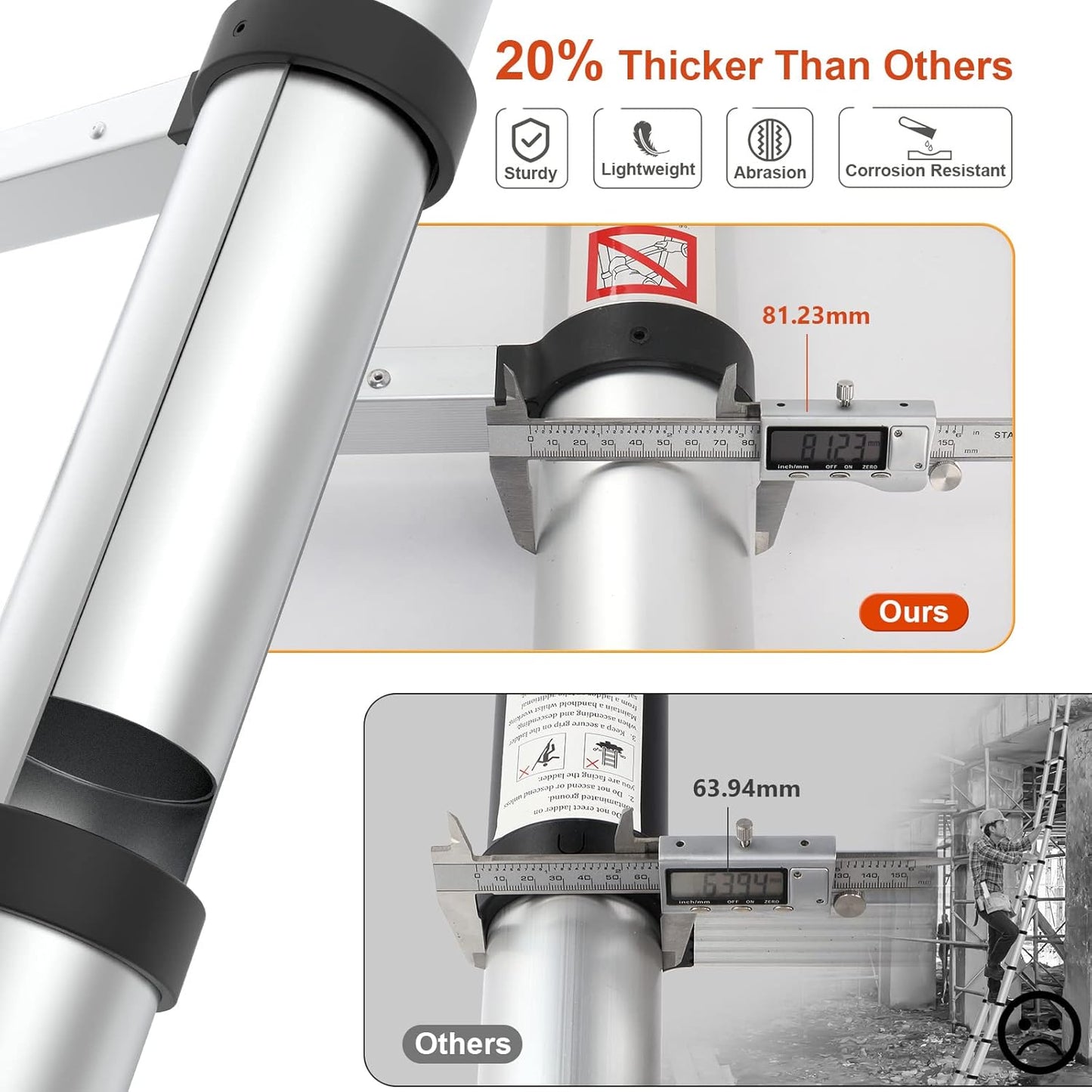 Telescoping Ladder,  8.5Ft Extension Ladder Telescopic Stepladder One-Button Retraction 330Lbs Max Capacity, Multi Position RV Ladder for Indoor & Outdoor Work