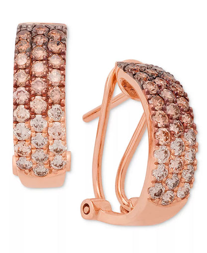 Ombrã© Chocolate Diamond & Nude Diamond (1-1/4 Ct. T.W.) Omega Hoop Earrings in 14K Rose Gold, White Gold or Yellow Gold