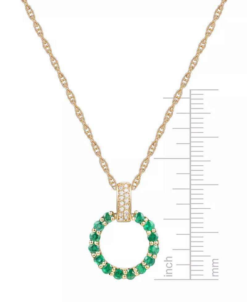 Gemstone & Diamond (1/20 Ct. T.W.) Circle 18" Pendant Necklace in 14K Gold