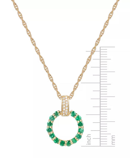 Gemstone & Diamond (1/20 Ct. T.W.) Circle 18" Pendant Necklace in 14K Gold