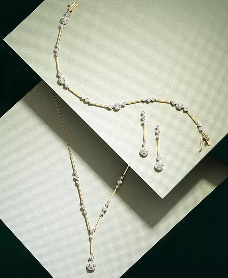 Diamond Station Lariat Necklace (1/2 Ct. T.W.) in 14K Gold, 15" + 2" Extender, Created for Macy'S