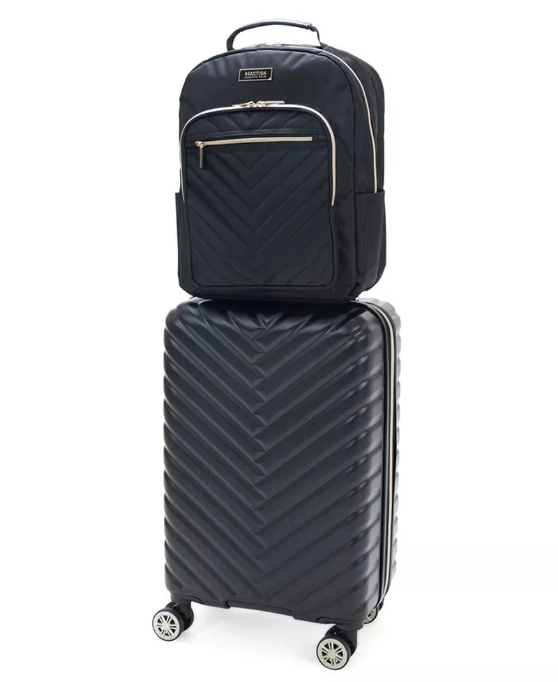 Madison Square Hardside Chevron Expandable 2Pc 20" Carry on Luggage + Matching 15" Laptop Backpack Set