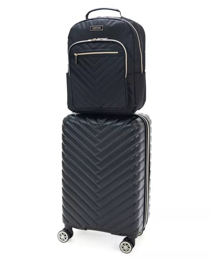 Madison Square Hardside Chevron Expandable 2Pc 20" Carry on Luggage + Matching 15" Laptop Backpack Set