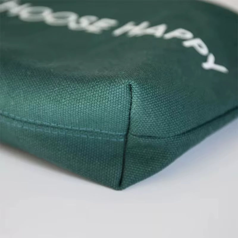 100Pcs Custom Logo Canvas Makeup Bags with Zipper and Handle Small Cosmetic Pouch Organizer Travel Toiletry Bag