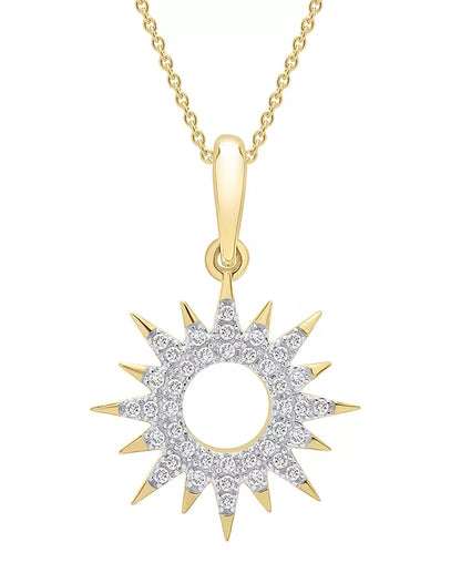 Diamond Sun Pendant Necklace (1/10 Ct. T.W.) in 14K Gold Created for Macy'S (Also Available in Black Diamond)