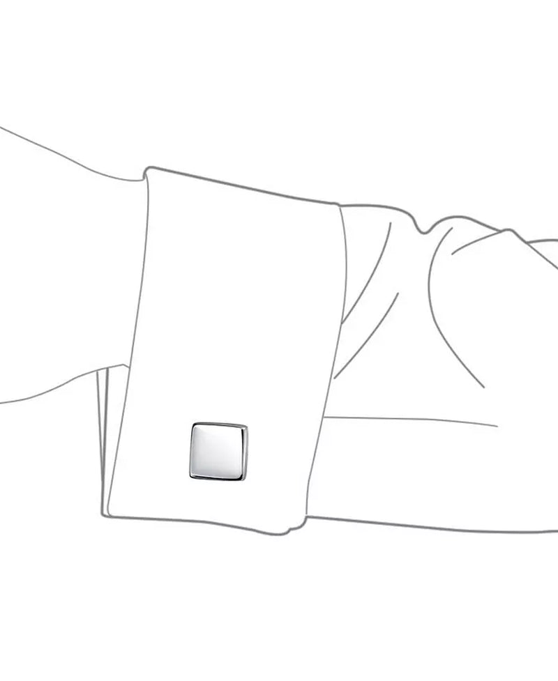 Initial Geometric Solid Flat Square .925 Sterling Silver Shirt Cufflinks Cuff Links Executive Gift Hinge Bullet Back