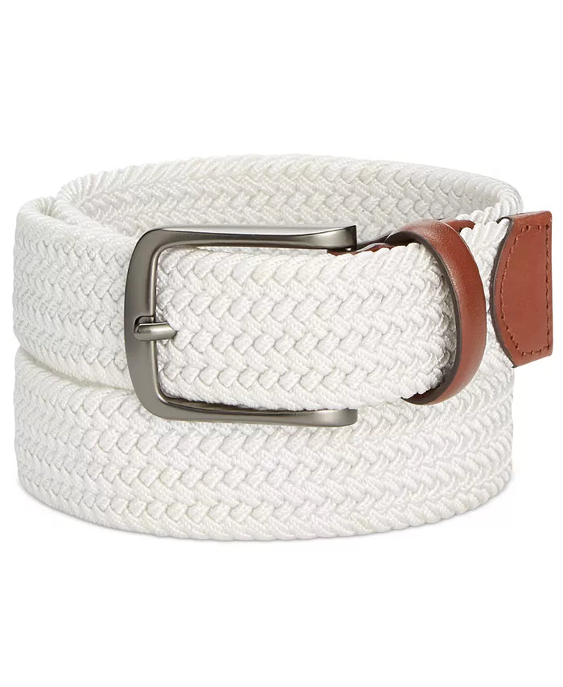 Men'S Webbed Leather-Trim Belt