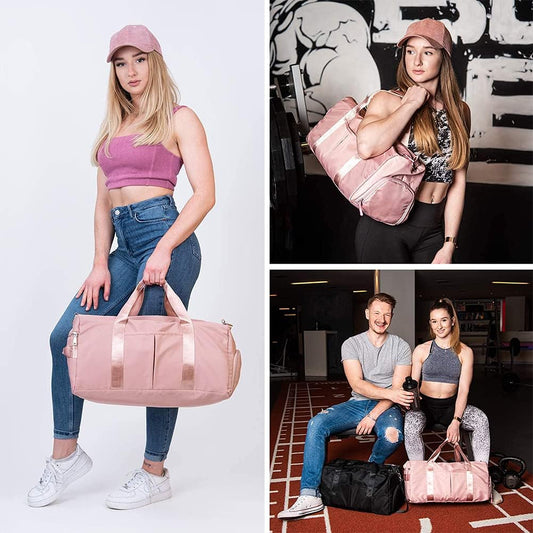 Waterproof Duffel Gym Bag Pink for Women and Men Swim Sports Travel Weekender Bag,19.68Inch