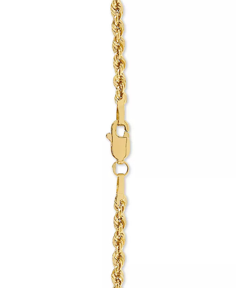 Lightweight 14K Gold Diamond-Cut Rope Chain 18" Necklace (2-1/2Mm)