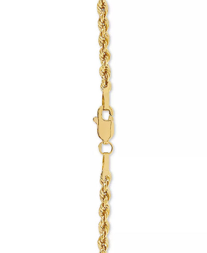Lightweight 14K Gold Diamond-Cut Rope Chain 18" Necklace (2-1/2Mm)