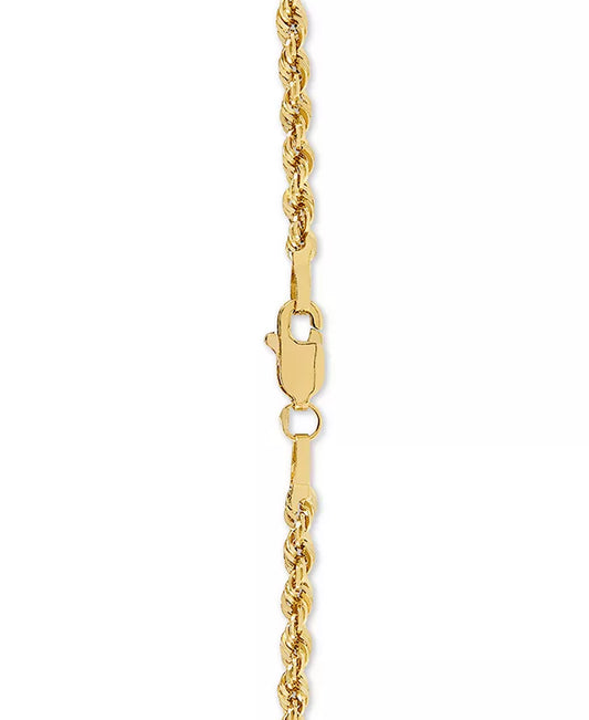 Lightweight 14K Gold Diamond-Cut Rope Chain 18" Necklace (2-1/2Mm)