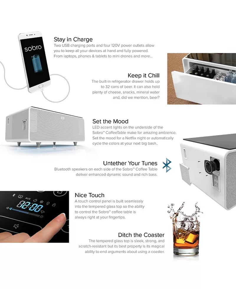Smart Storage Coffee Table with Refrigerated Drawer