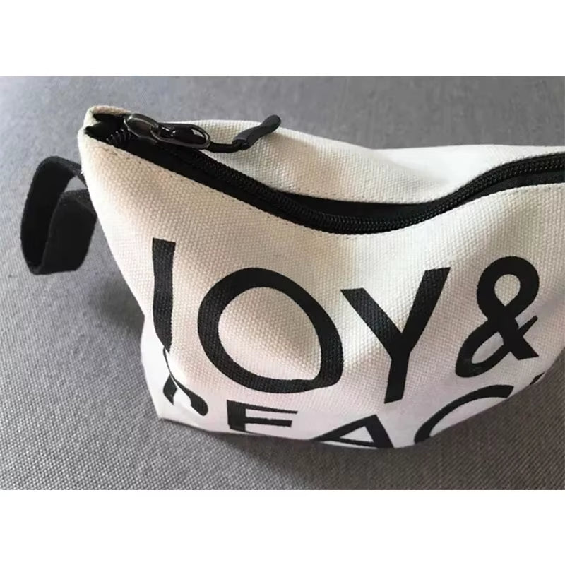 100Pcs Custom Logo Canvas Makeup Bags with Zipper and Handle Small Cosmetic Pouch Organizer Travel Toiletry Bag