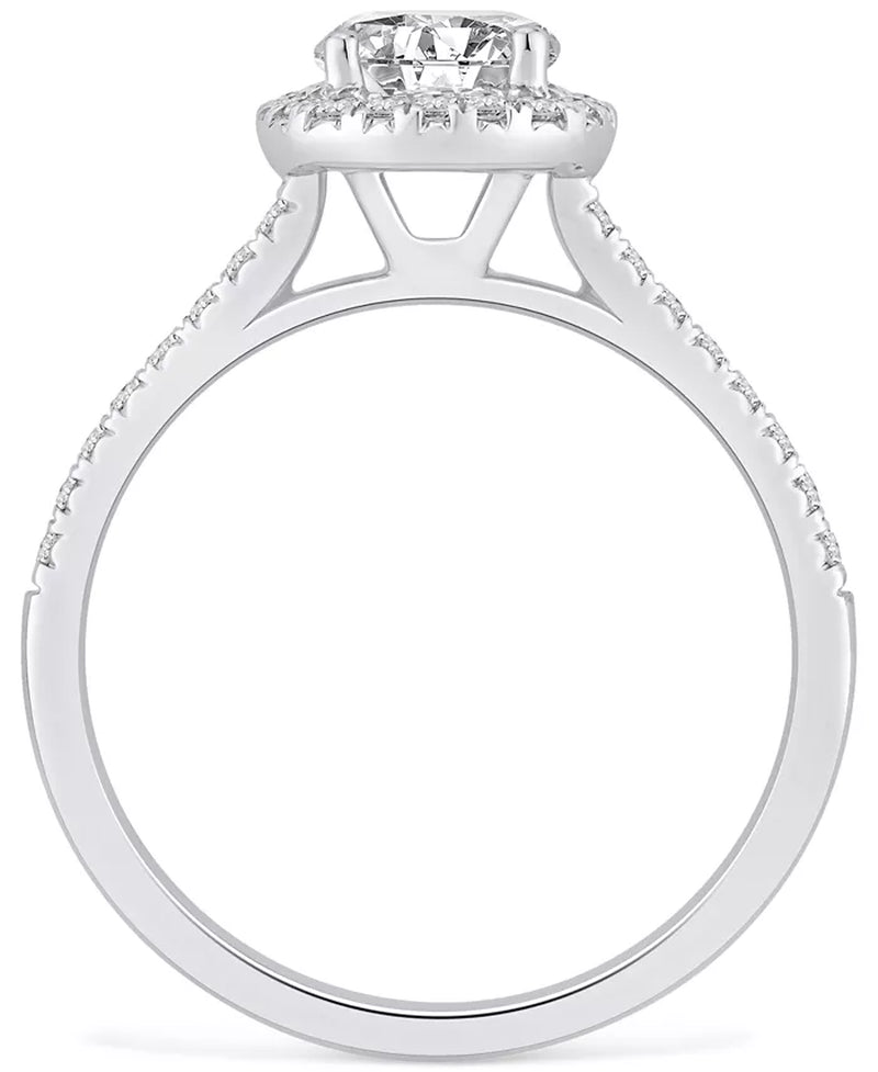 GIA Certified Diamond Halo Engagement Ring (1 Ct. T.W.) in 14K White Gold