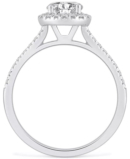 GIA Certified Diamond Halo Engagement Ring (1 Ct. T.W.) in 14K White Gold