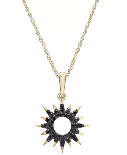 Diamond Sun Pendant Necklace (1/10 Ct. T.W.) in 14K Gold Created for Macy'S (Also Available in Black Diamond)