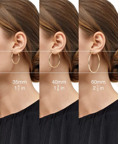 Double Polished Oval & round Hoop Earrings in 10K Two-Tone Gold