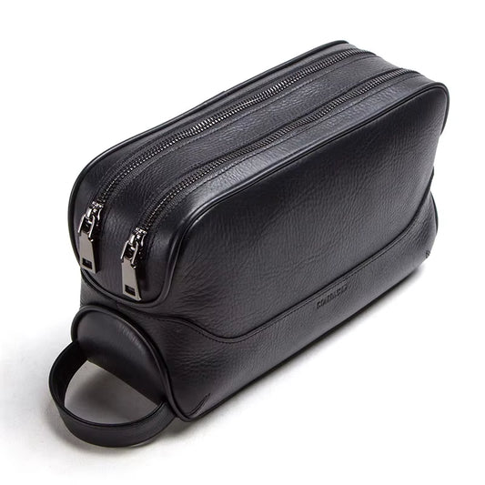 CONTACT'S Crazy Horse Genuine Leather Men'S Cosmetic Bag Male Toiletry Bag Vintage Wash Bags Man'S Make up Bags Travel Organizer