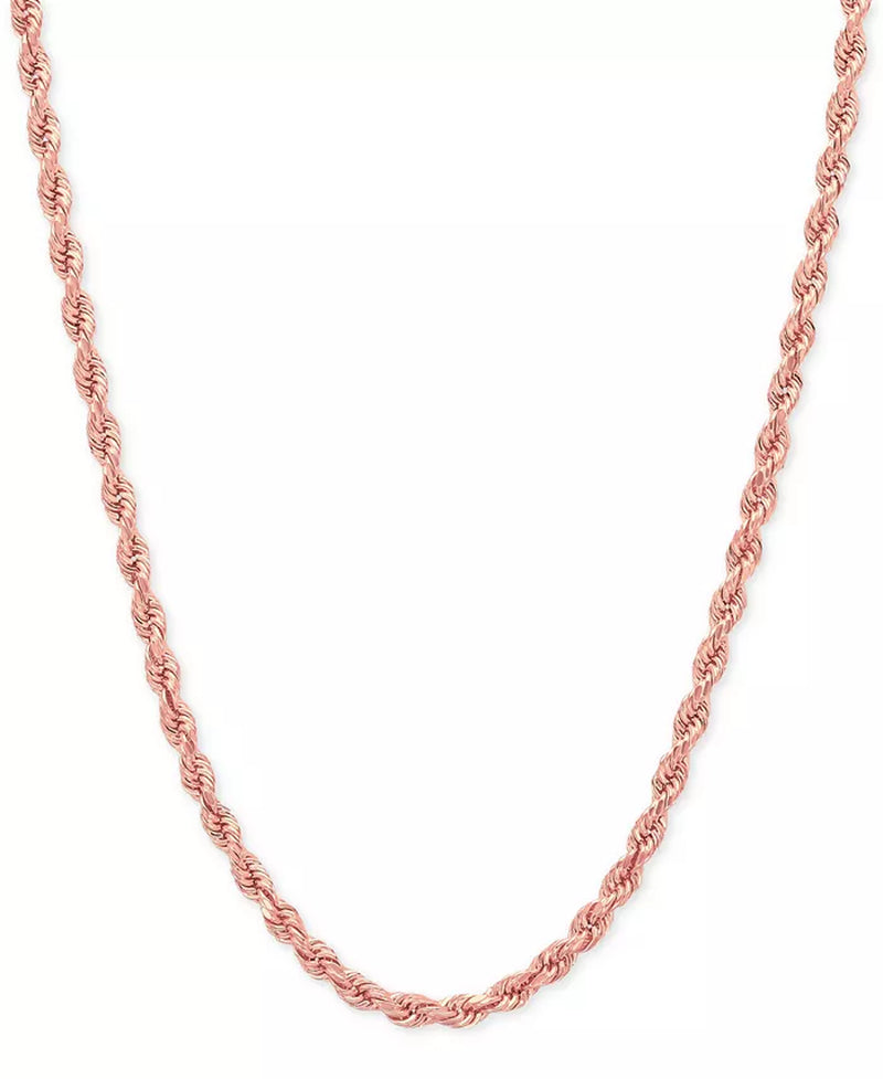 Lightweight 14K Gold Diamond-Cut Rope Chain 18" Necklace (2-1/2Mm)