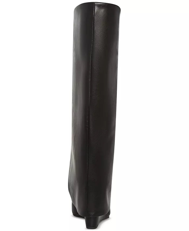 Evander Fold-Over Cuffed Knee High Wedge Dress Boots
