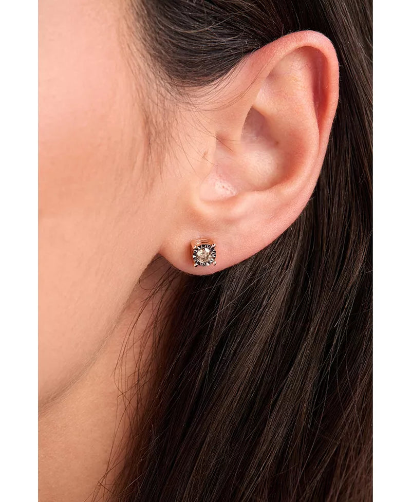 Chocolate Diamond & Nude Diamond Stud Earrings (1/2 Ct. T.W) in 14K Rose Gold (Also Available in White Gold or Yellow Gold)