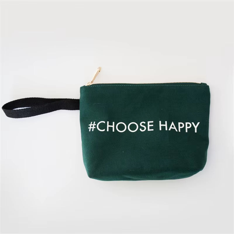 100Pcs Custom Logo Canvas Makeup Bags with Zipper and Handle Small Cosmetic Pouch Organizer Travel Toiletry Bag