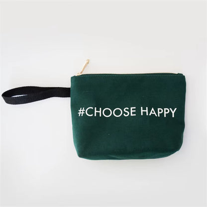 100Pcs Custom Logo Canvas Makeup Bags with Zipper and Handle Small Cosmetic Pouch Organizer Travel Toiletry Bag