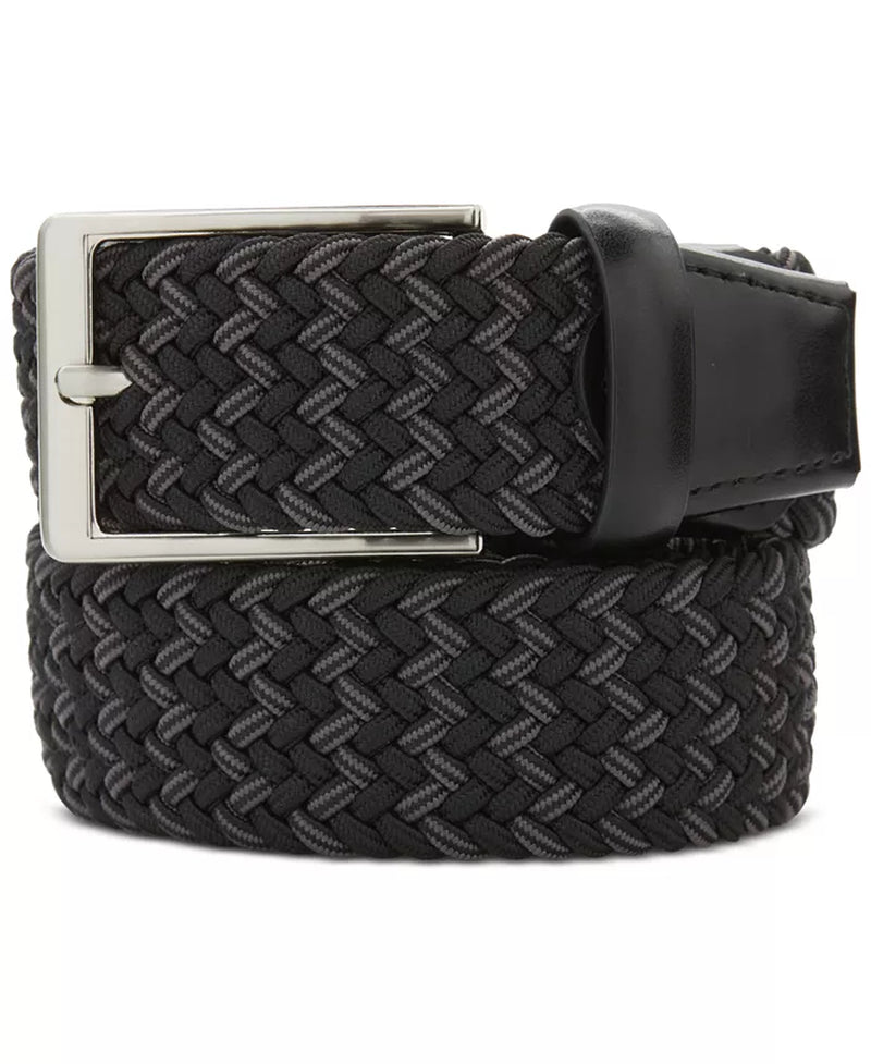 Men'S Webbed Leather-Trim Belt