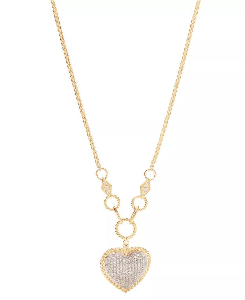 D'Oro by EFFYÂ® Diamond Pavã© Diamond Heart Pendant (3/4 Ct. T.W.) in 14K Gold or 14K Rose Gold