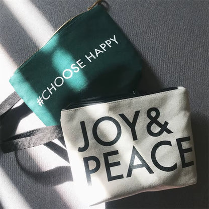 100Pcs Custom Logo Canvas Makeup Bags with Zipper and Handle Small Cosmetic Pouch Organizer Travel Toiletry Bag