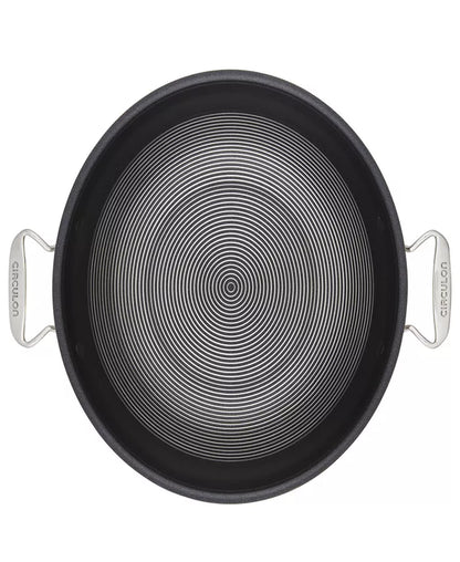 Clad Stainless Steel 14" Induction Wok with Glass Lid and Hybrid Steelshield and Non-Stick Technology