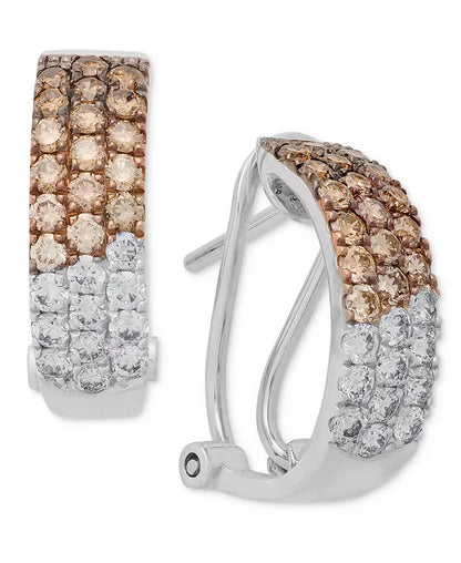 Ombrã© Chocolate Diamond & Nude Diamond (1-1/4 Ct. T.W.) Omega Hoop Earrings in 14K Rose Gold, White Gold or Yellow Gold