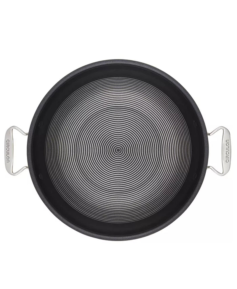 Clad Stainless Steel 14" Induction Wok with Glass Lid and Hybrid Steelshield and Non-Stick Technology