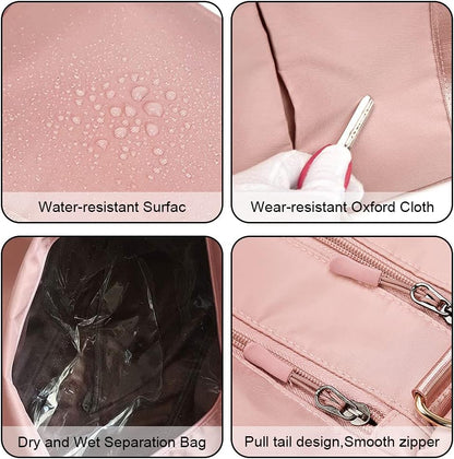 Waterproof Duffel Gym Bag Pink for Women and Men Swim Sports Travel Weekender Bag,19.68Inch