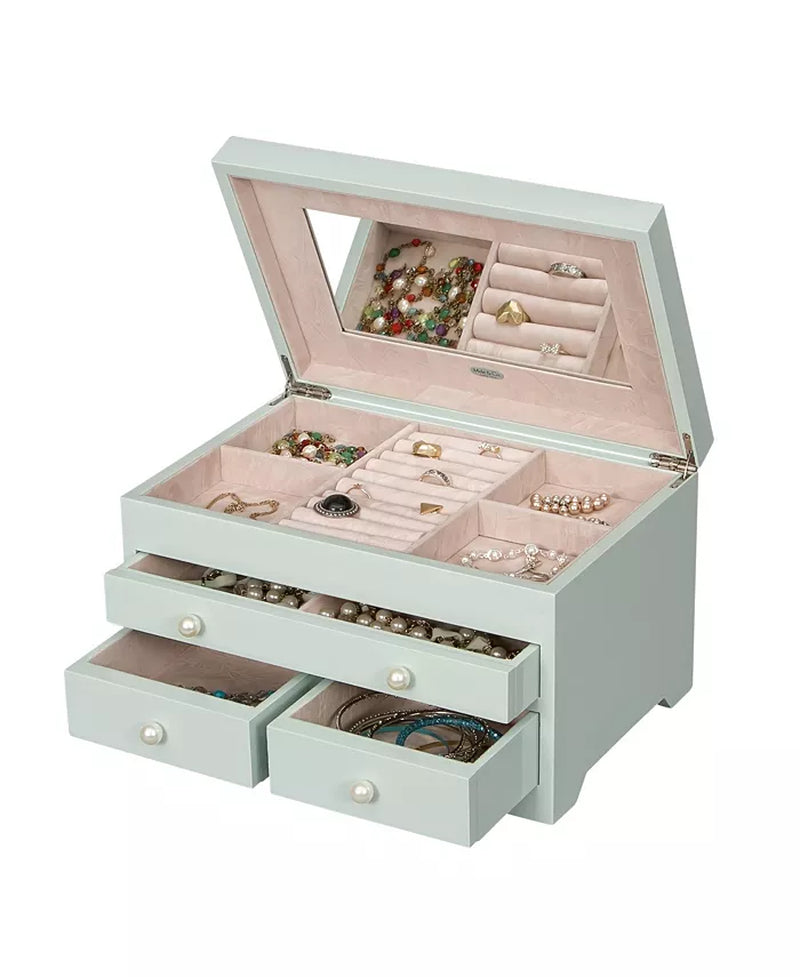 Mele Co. Bianca Wooden Jewelry Box in Seafoam Finish