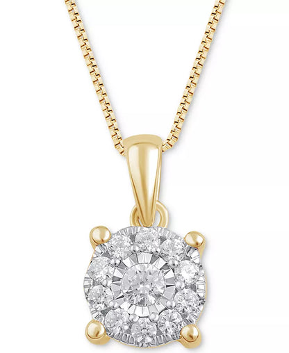 Diamond Halo 18" Pendant Necklace (1/3 Ct. T.W.) in 14K White, Yellow or Rose Gold
