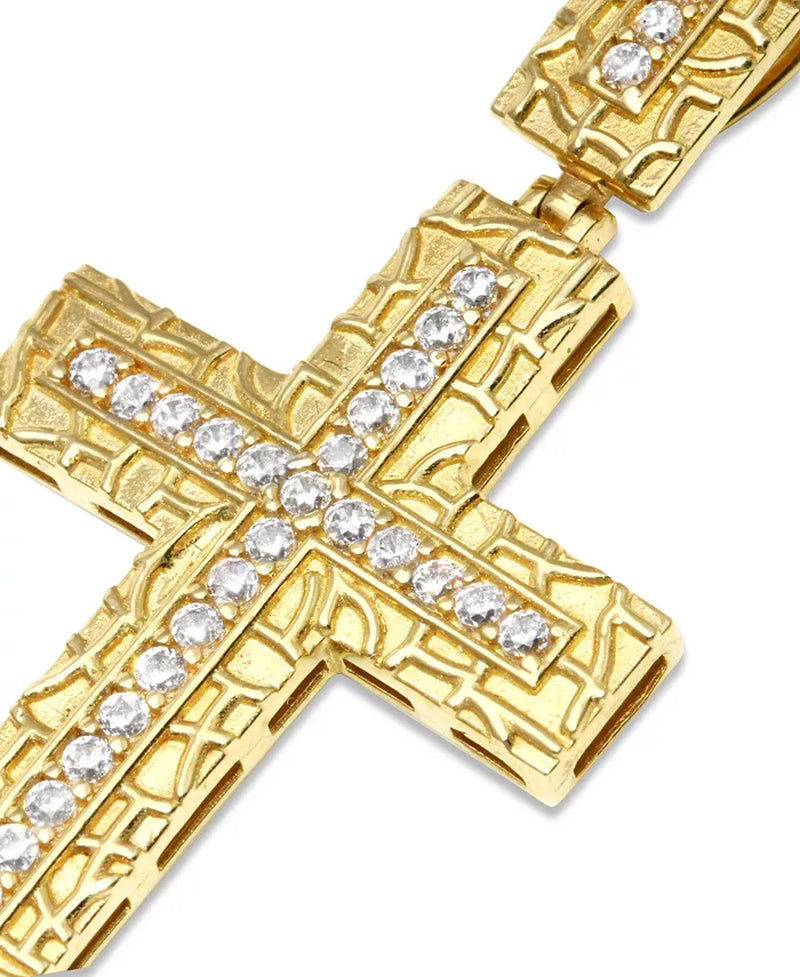 Men'S Diamond Textured Cross Pendant (1/4 Ct. T.W.) in 10K Gold