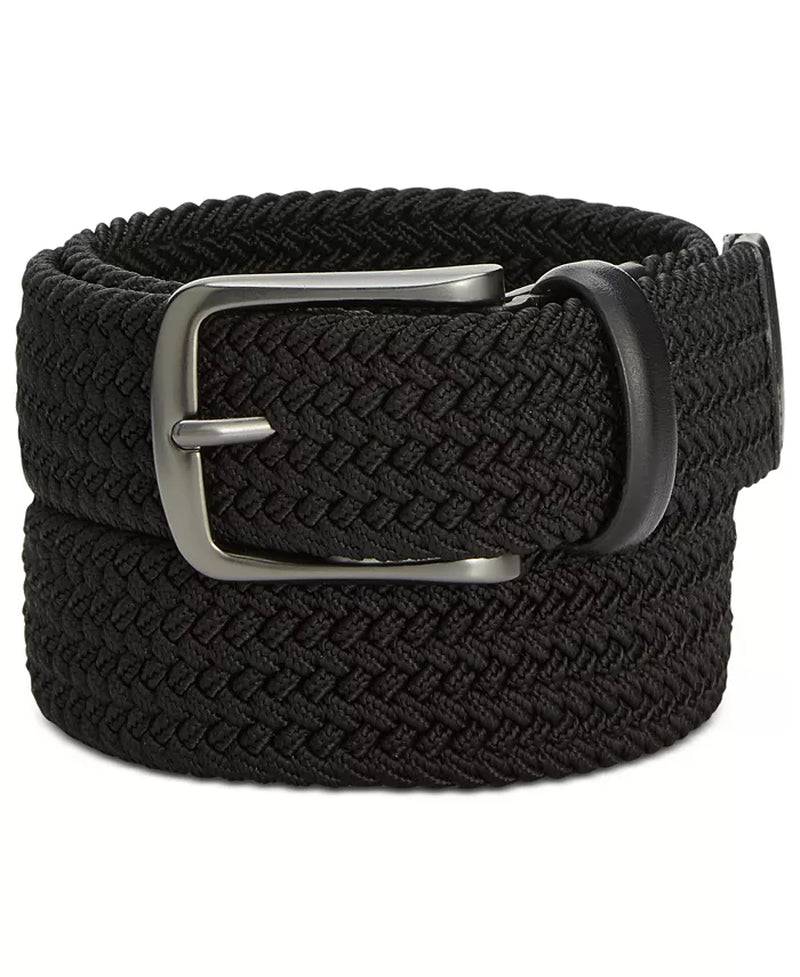 Men'S Webbed Leather-Trim Belt