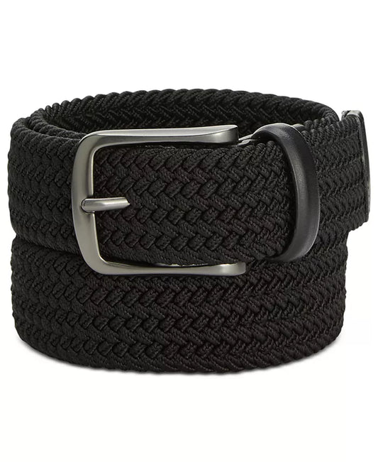 Men'S Webbed Leather-Trim Belt