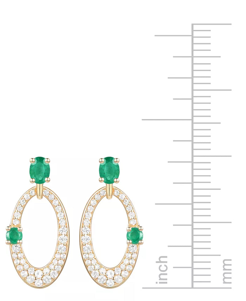 Ruby (5/8 Ct. T.W.) & Diamond (1/3 Ct. T.W.) Oval Doorknocker Drop Earrings in 14K Gold (Also Available in Emerald & Sapphire)