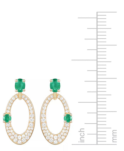 Ruby (5/8 Ct. T.W.) & Diamond (1/3 Ct. T.W.) Oval Doorknocker Drop Earrings in 14K Gold (Also Available in Emerald & Sapphire)