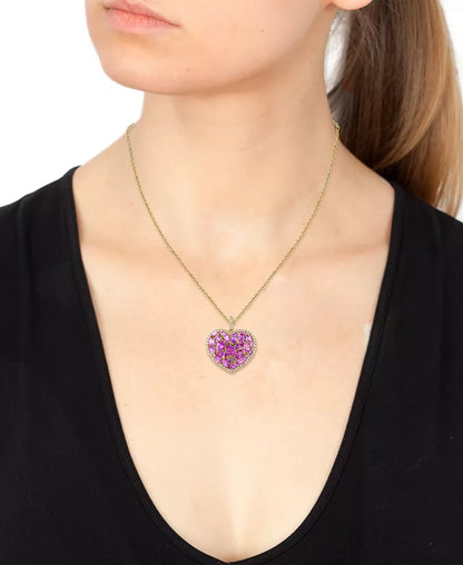 EFFYÂ® Ruby (4-3/4 Ct. T.W.) & Diamond (1/3 Ct. T.W.) Heart 18" Pendant Necklace in 14K Gold